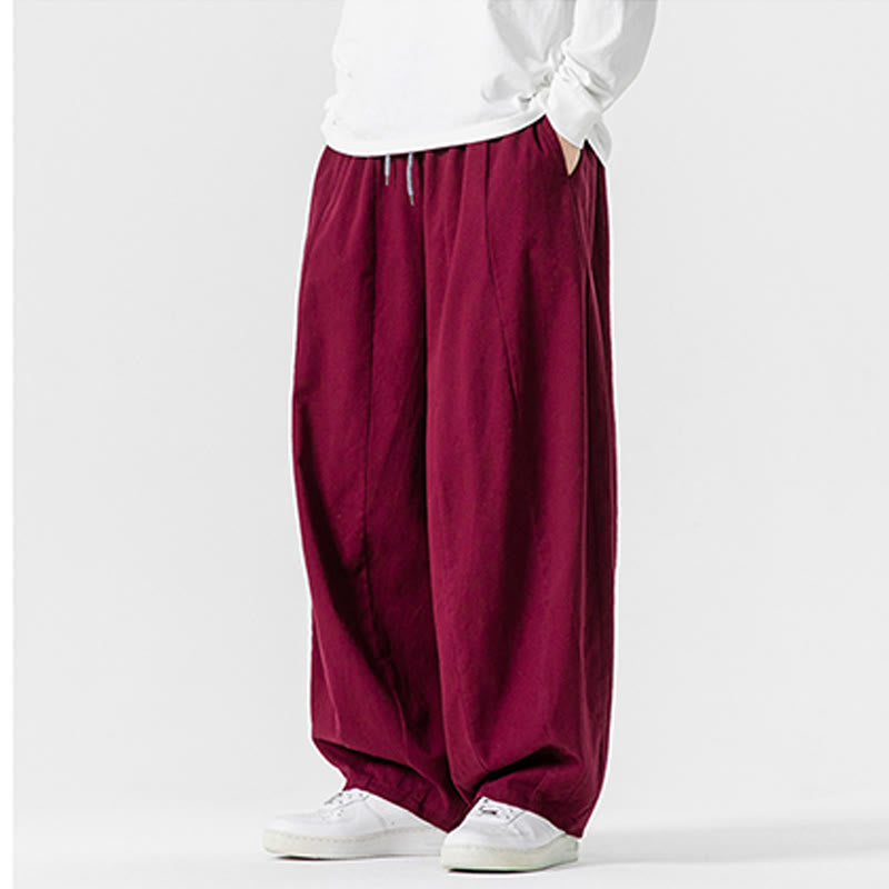Nimara Ritual Winter Commute Plain Drawstring Design Men's Wide Leg Cotton Pants With Pockets