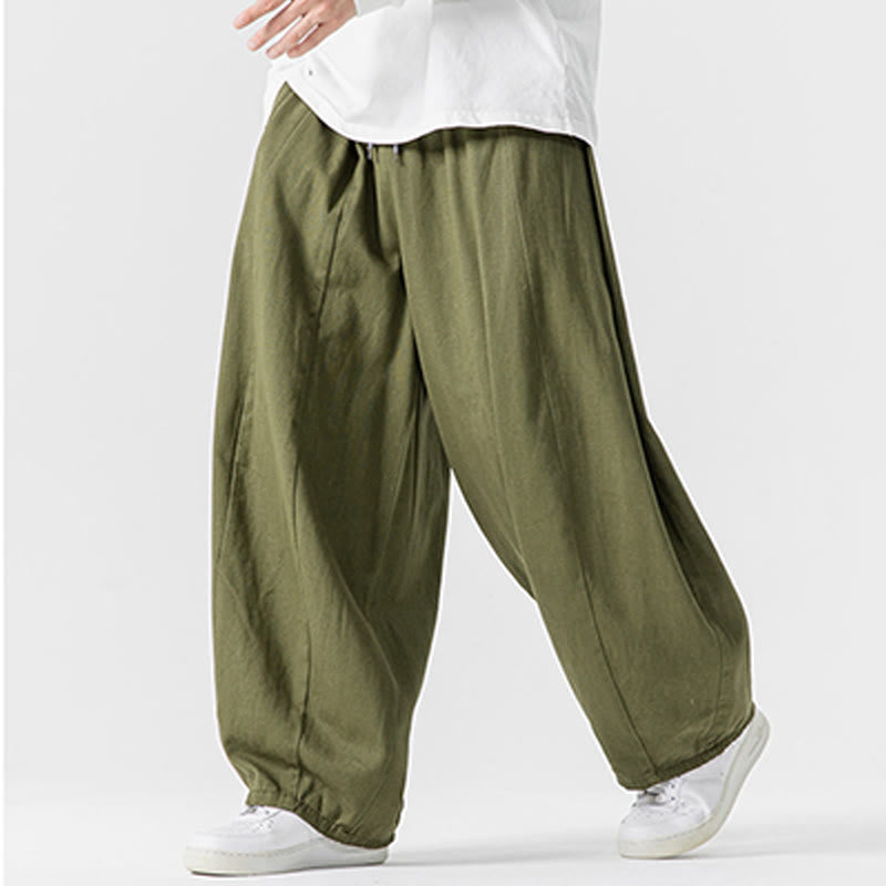 Nimara Ritual Winter Commute Plain Drawstring Design Men's Wide Leg Cotton Pants With Pockets