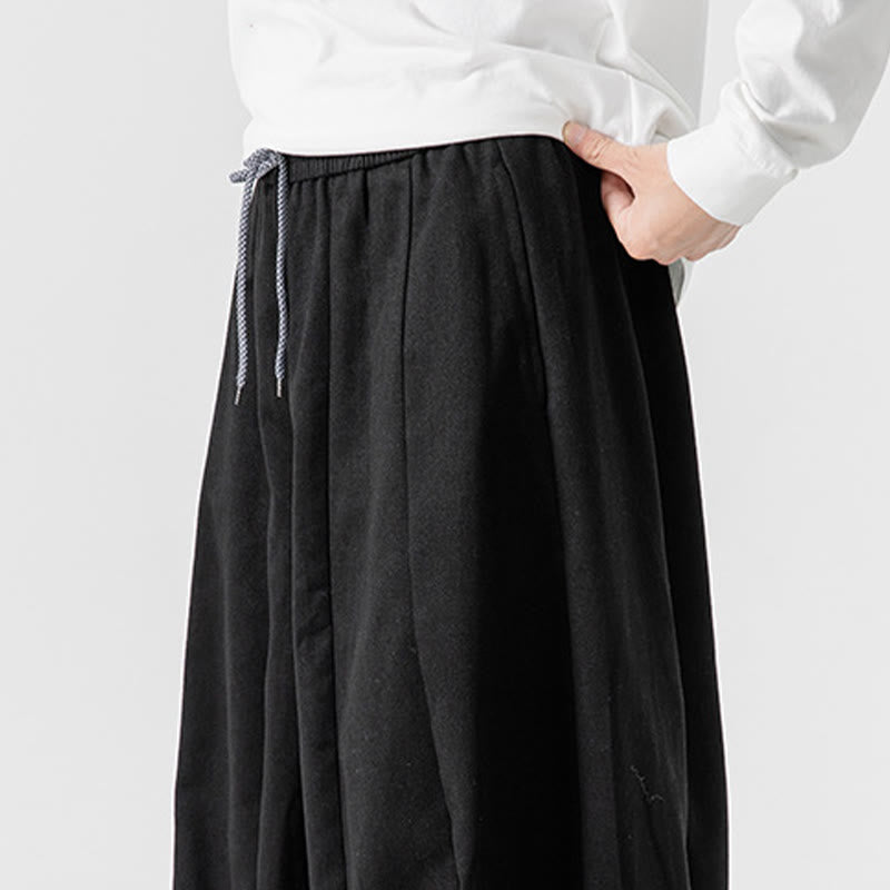 Nimara Ritual Winter Commute Plain Drawstring Design Men's Wide Leg Cotton Pants With Pockets