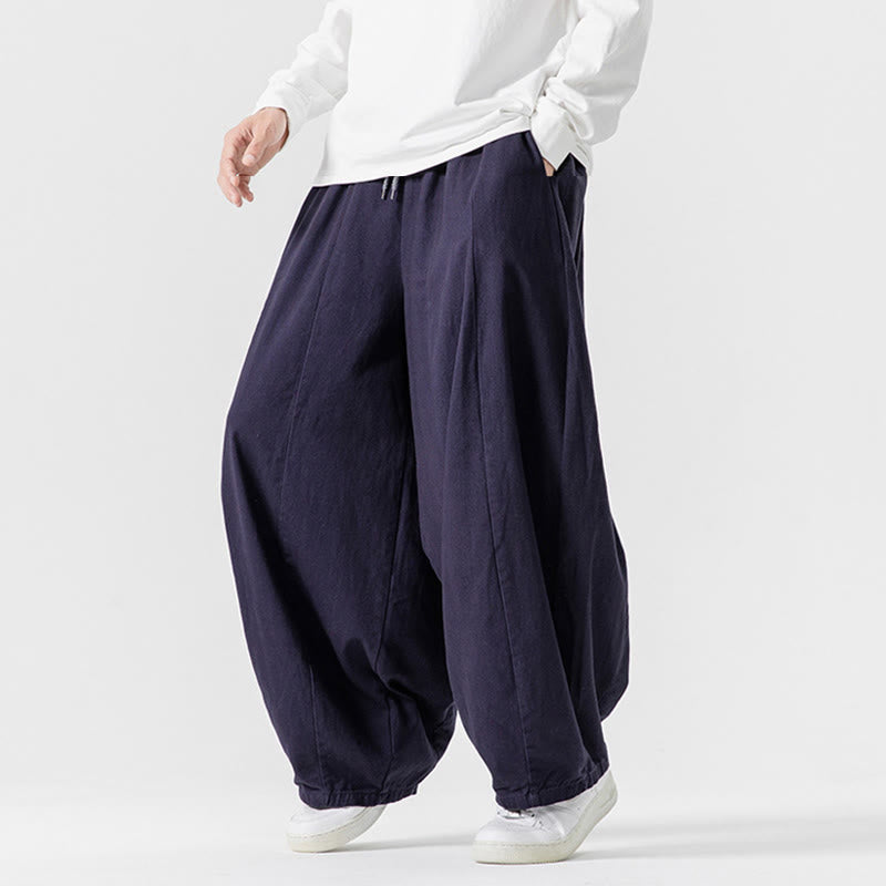 Nimara Ritual Winter Commute Plain Drawstring Design Men's Wide Leg Cotton Pants With Pockets