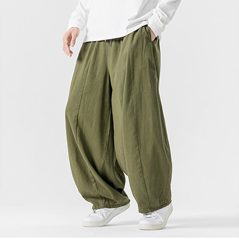 Nimara Ritual Winter Commute Plain Drawstring Design Men's Wide Leg Cotton Pants With Pockets