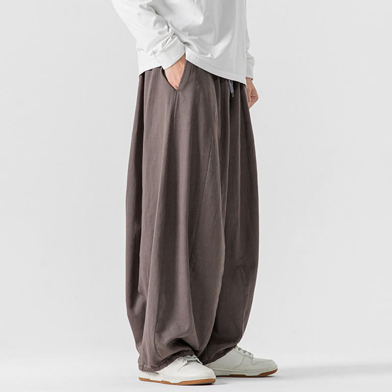 Nimara Ritual Winter Commute Plain Drawstring Design Men's Wide Leg Cotton Pants With Pockets