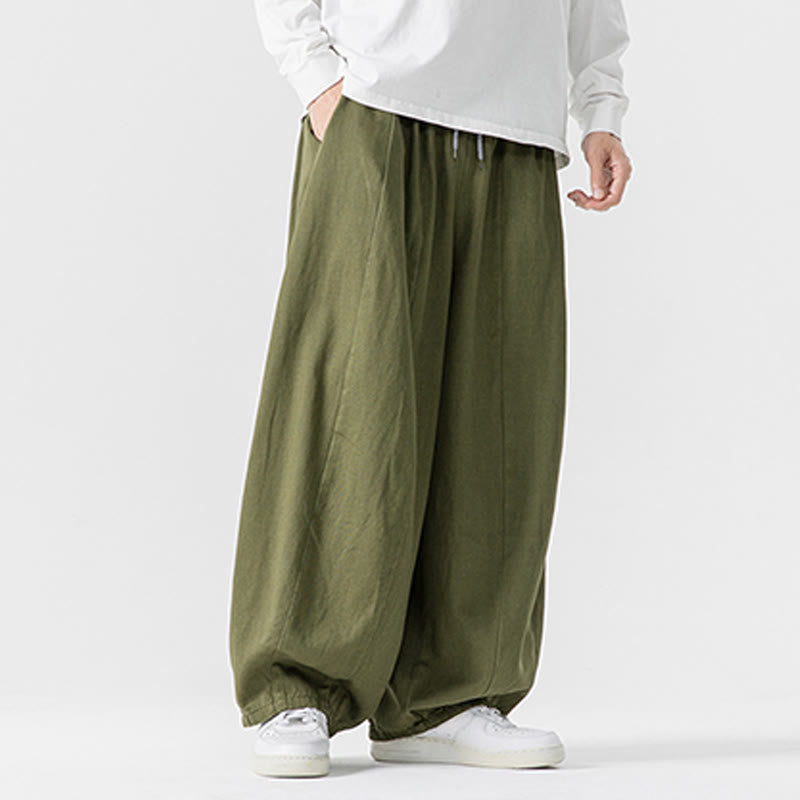 Nimara Ritual Winter Commute Plain Drawstring Design Men's Wide Leg Cotton Pants With Pockets