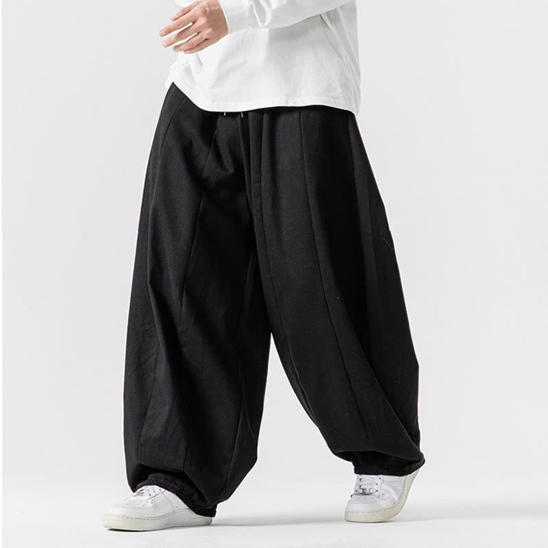 Nimara Ritual Winter Commute Plain Drawstring Design Men's Wide Leg Cotton Pants With Pockets