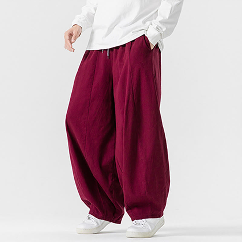 Nimara Ritual Winter Commute Plain Drawstring Design Men's Wide Leg Cotton Pants With Pockets