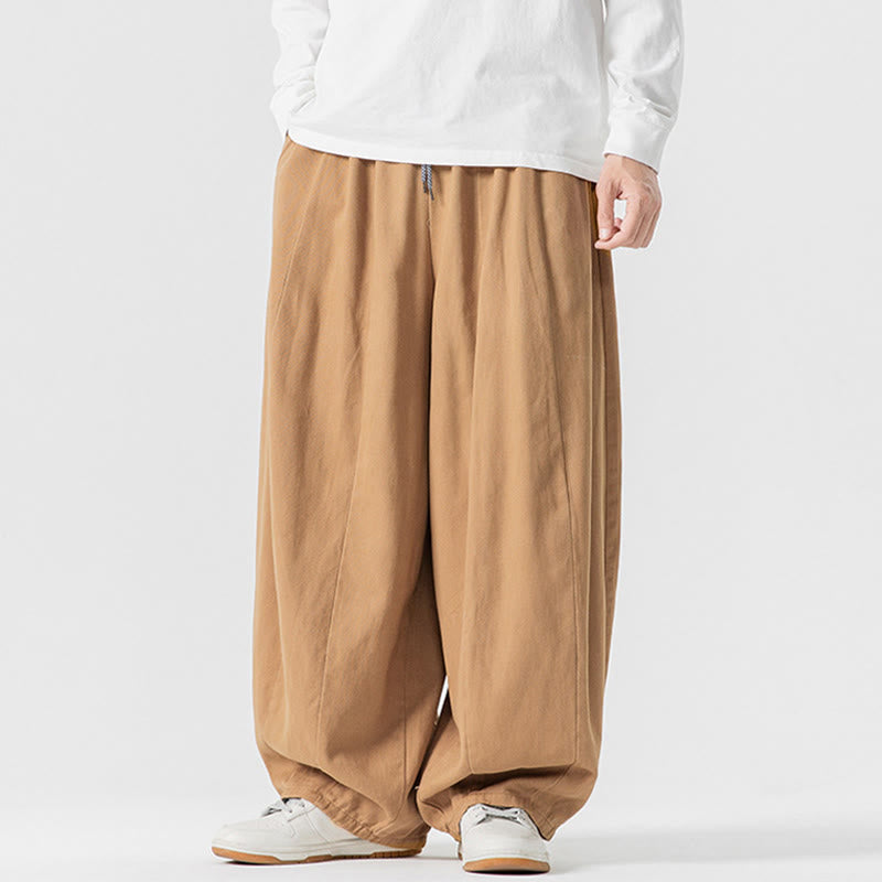 Nimara Ritual Winter Commute Plain Drawstring Design Men's Wide Leg Cotton Pants With Pockets