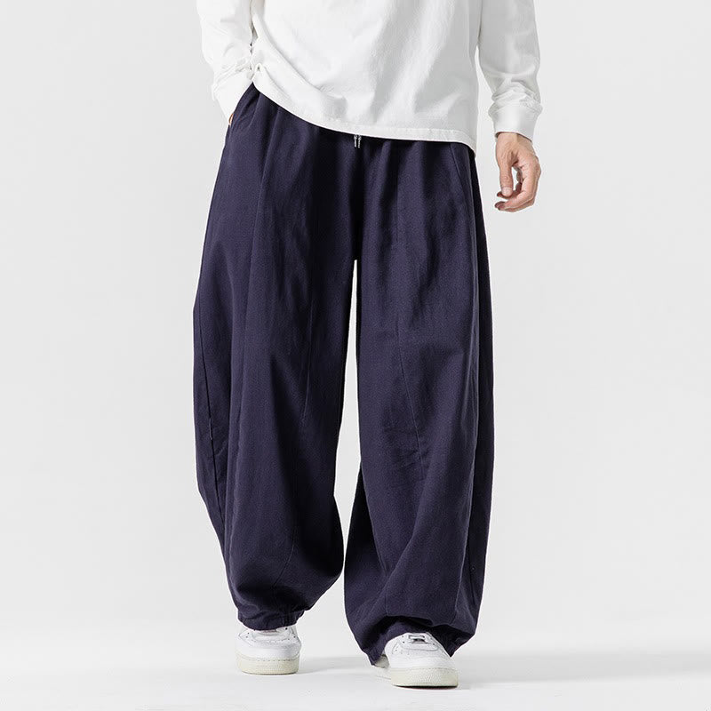 Nimara Ritual Winter Commute Plain Drawstring Design Men's Wide Leg Cotton Pants With Pockets