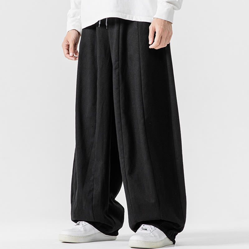 Nimara Ritual Winter Commute Plain Drawstring Design Men's Wide Leg Cotton Pants With Pockets