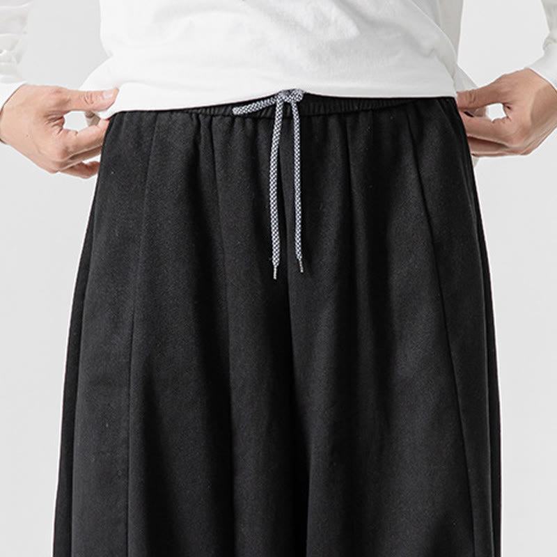 Nimara Ritual Winter Commute Plain Drawstring Design Men's Wide Leg Cotton Pants With Pockets