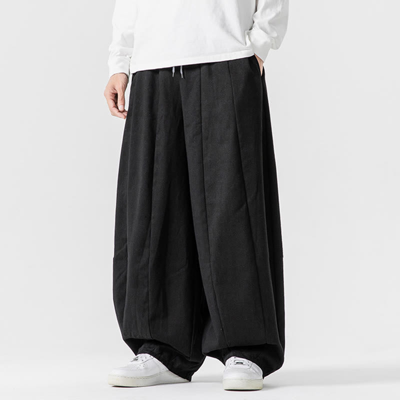 Nimara Ritual Winter Commute Plain Drawstring Design Men's Wide Leg Cotton Pants With Pockets