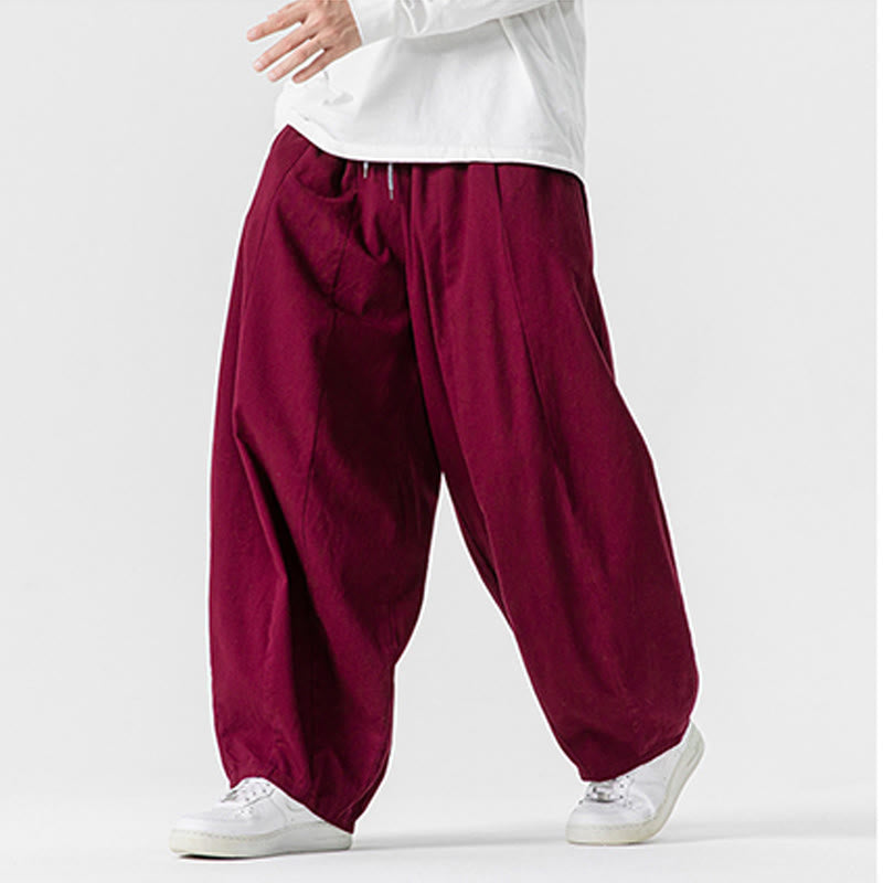 Nimara Ritual Winter Commute Plain Drawstring Design Men's Wide Leg Cotton Pants With Pockets