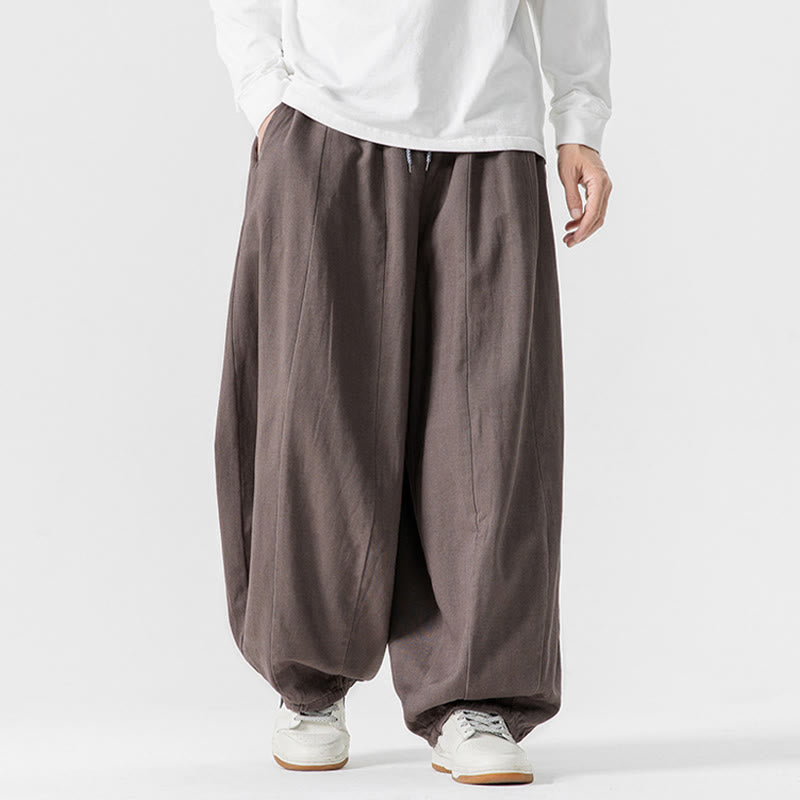 Nimara Ritual Winter Commute Plain Drawstring Design Men's Wide Leg Cotton Pants With Pockets