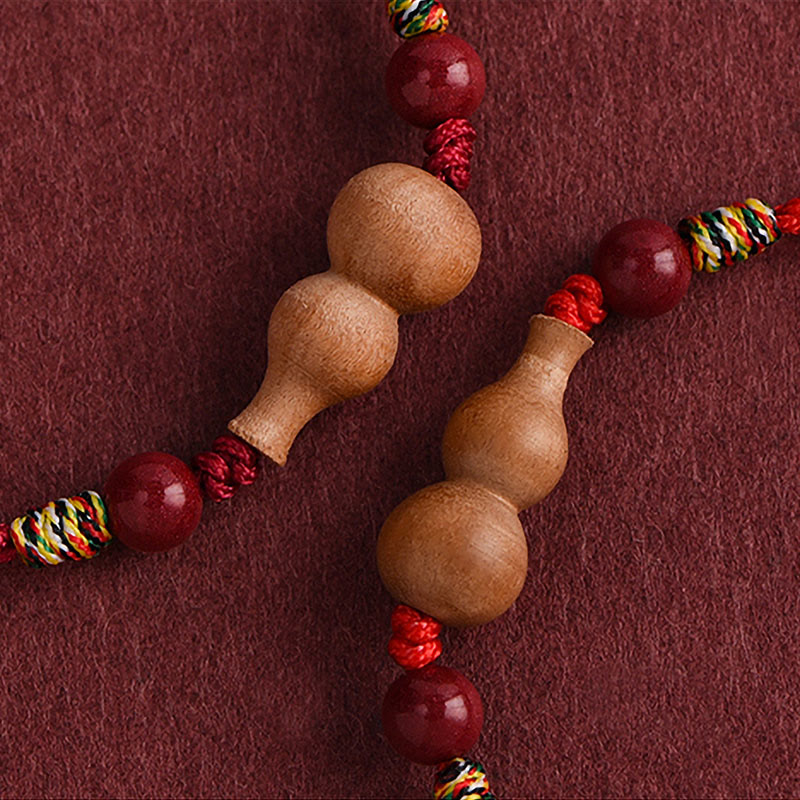 Nimara Ritual Gourd Peach Wood Rope Adjustable Wealth Luck Bracelet