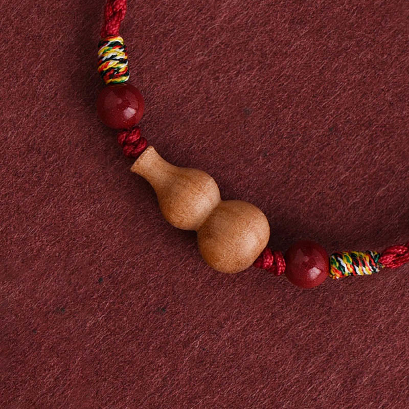 Nimara Ritual Gourd Peach Wood Rope Adjustable Wealth Luck Bracelet