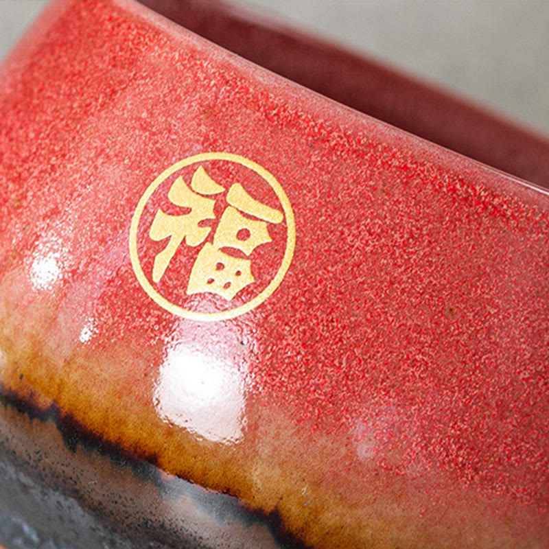 Nimara Ritual Hand Painted Fu Character Ceramic Teacup Kung Fu Tea Cup With Gift Box