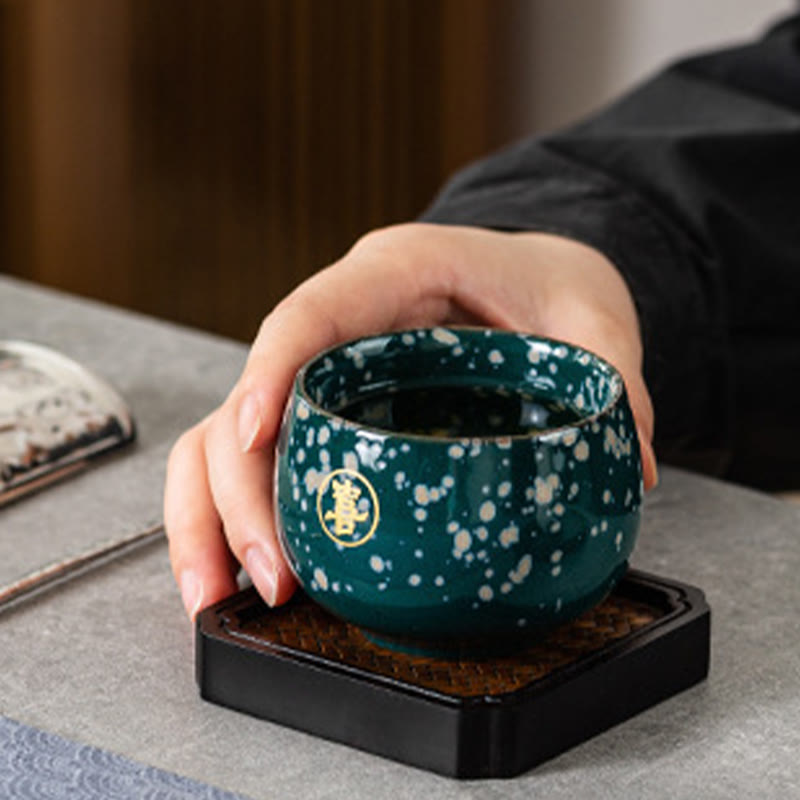 Nimara Ritual Hand Painted Fu Character Ceramic Teacup Kung Fu Tea Cup With Gift Box