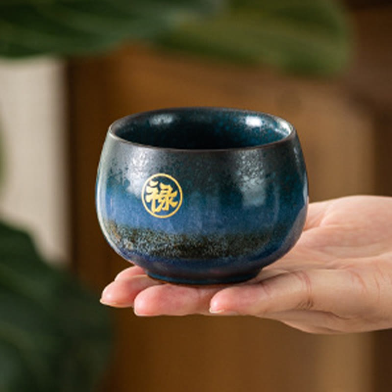 Nimara Ritual Hand Painted Fu Character Ceramic Teacup Kung Fu Tea Cup With Gift Box