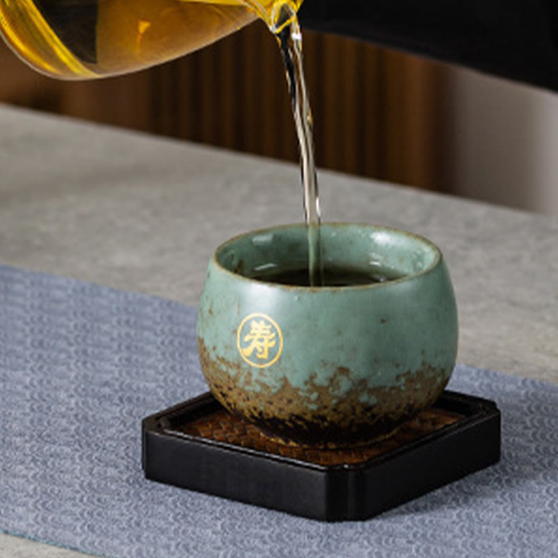 Nimara Ritual Hand Painted Fu Character Ceramic Teacup Kung Fu Tea Cup With Gift Box