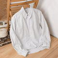Nimara Ritual Fall 2 In 1 Stripes Stand Collar Long Sleeve Men's Cotton Shirt