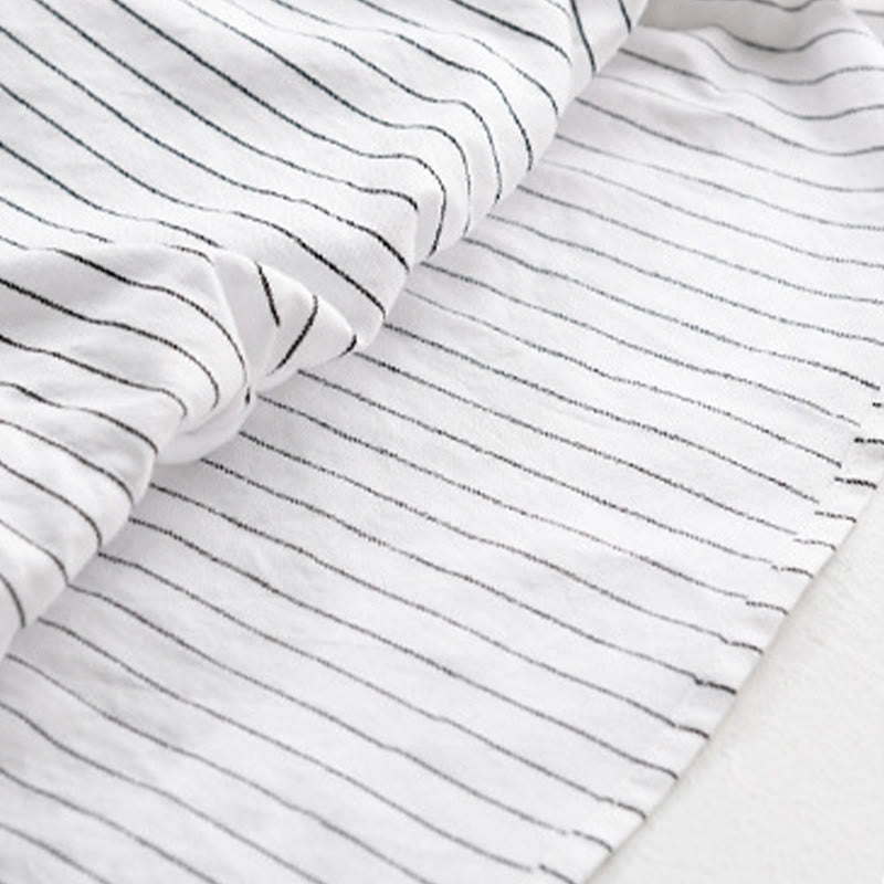 Nimara Ritual Fall 2 In 1 Stripes Stand Collar Long Sleeve Men's Cotton Shirt