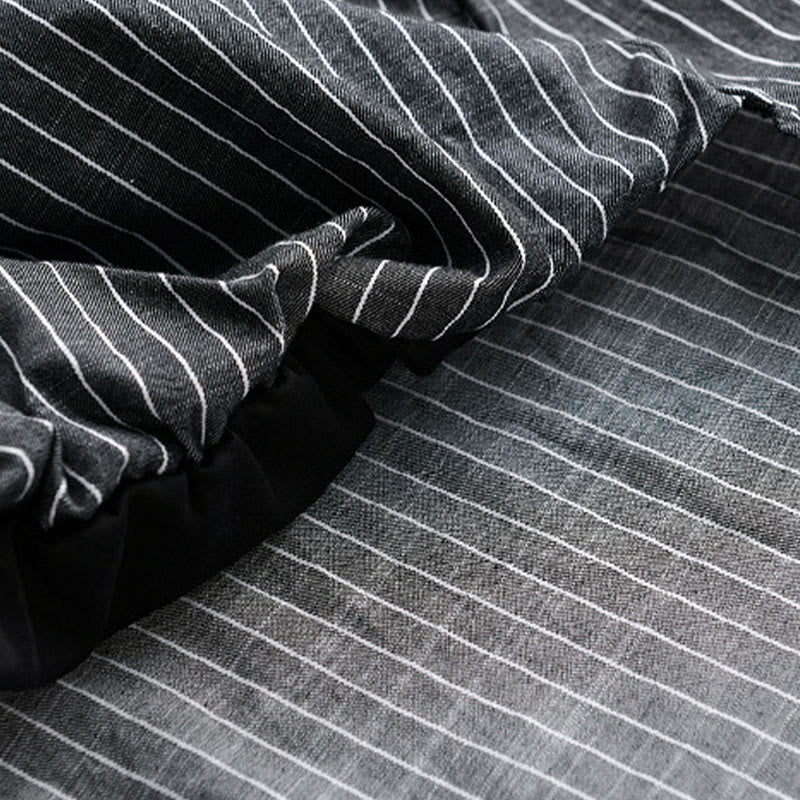 Nimara Ritual Fall 2 In 1 Stripes Stand Collar Long Sleeve Men's Cotton Shirt