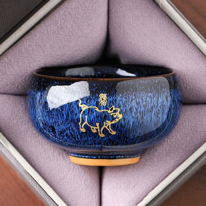 Nimara Ritual Chinese Zodiac Year Of The Horse Ceramic Teacup Kung Fu Tea Cup 135ml