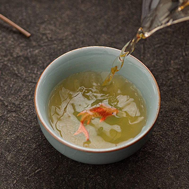 Nimara Ritual Hand Painted Koi Fish Ceramic Teacup Kung Fu Tea Cup 50ml
