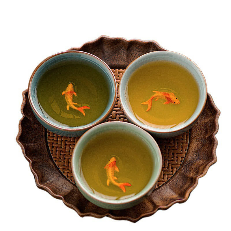 Nimara Ritual Hand Painted Koi Fish Ceramic Teacup Kung Fu Tea Cup 50ml