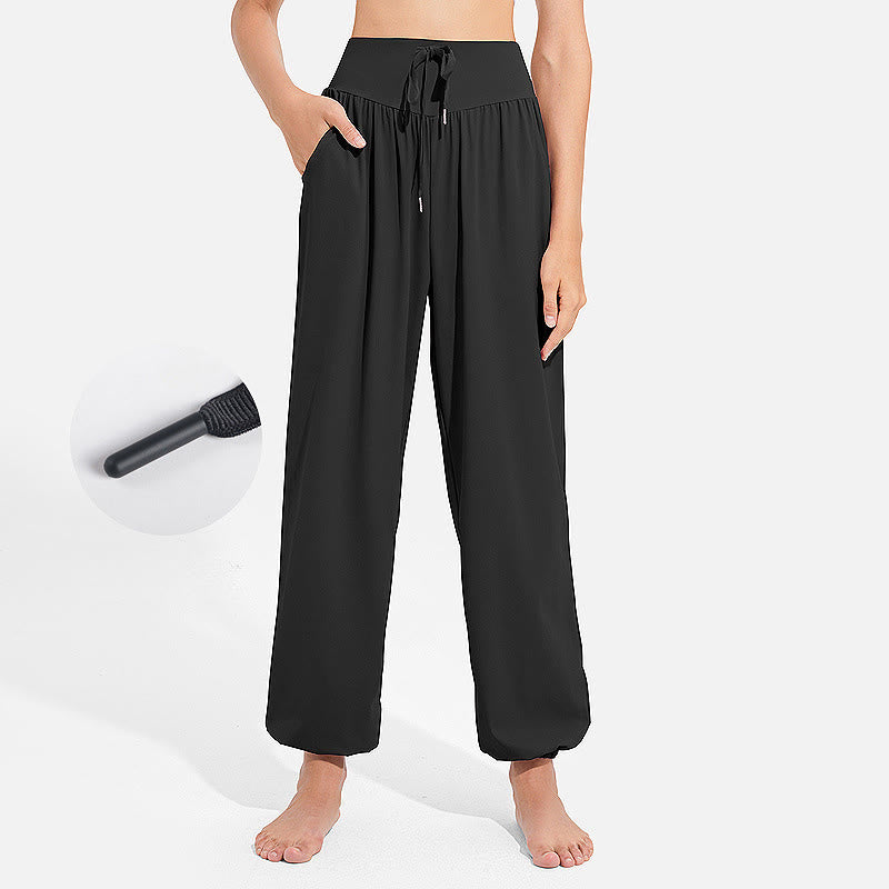 Nimara Ritual Plain Drawstring Elastic Waist Design Women's Harem Pants Sports Yoga Sweatpants With Pockets