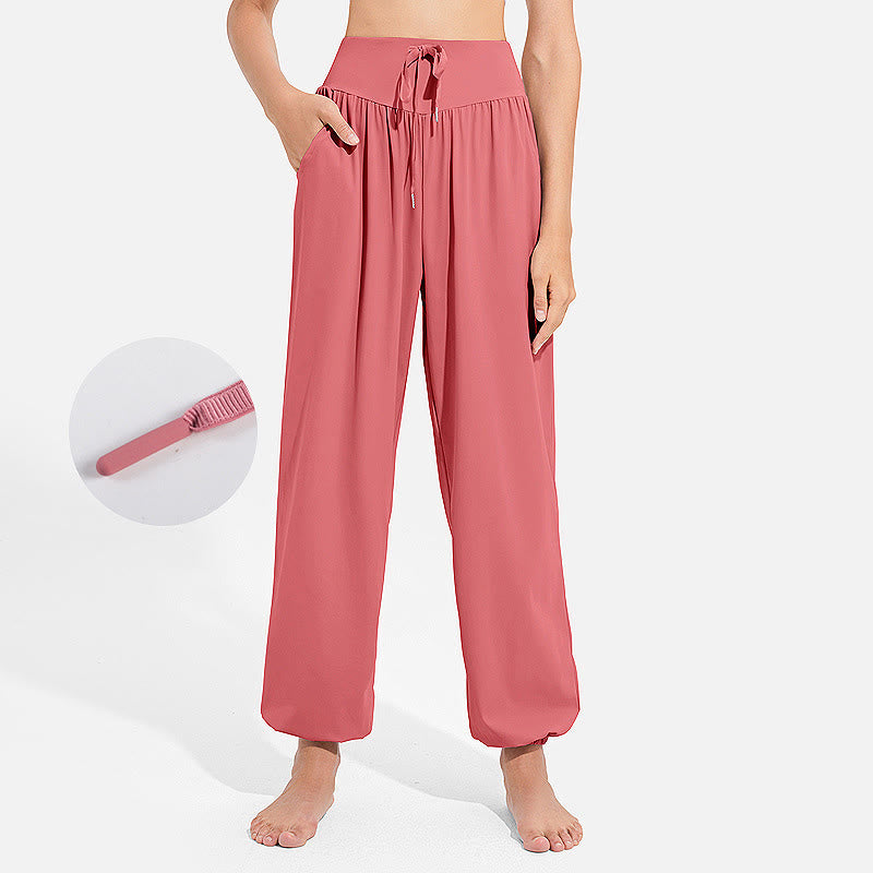 Nimara Ritual Plain Drawstring Elastic Waist Design Women's Harem Pants Sports Yoga Sweatpants With Pockets