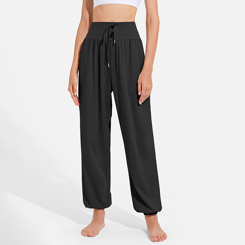 Nimara Ritual Plain Drawstring Elastic Waist Design Women's Harem Pants Sports Yoga Sweatpants With Pockets