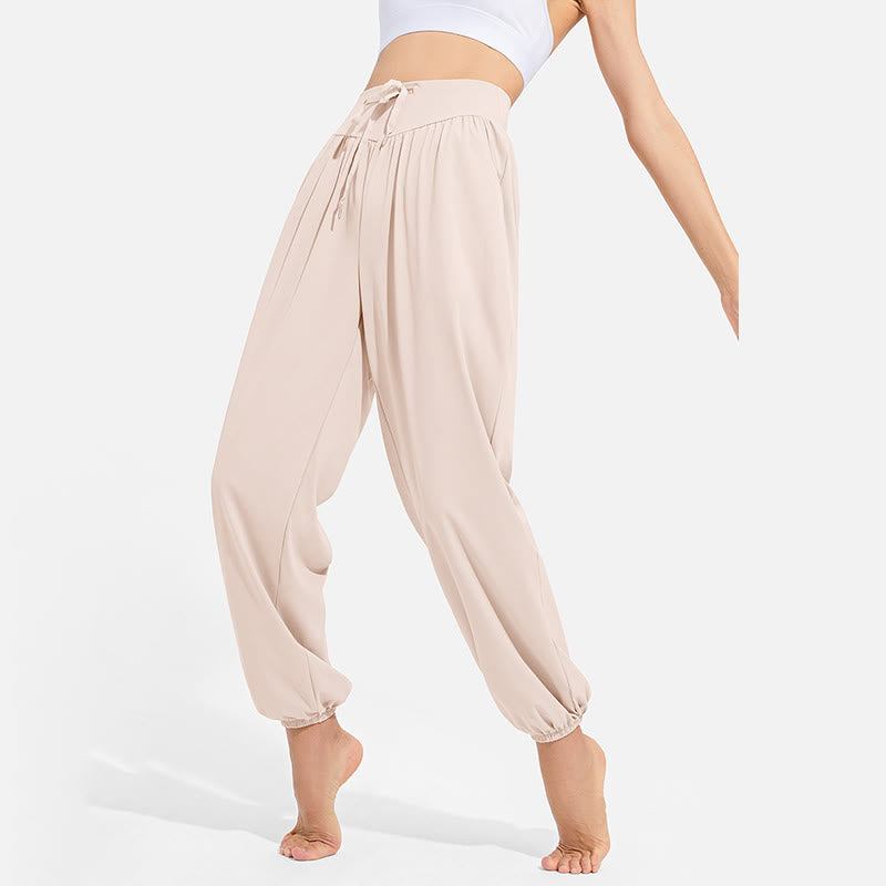 Nimara Ritual Plain Drawstring Elastic Waist Design Women's Harem Pants Sports Yoga Sweatpants With Pockets