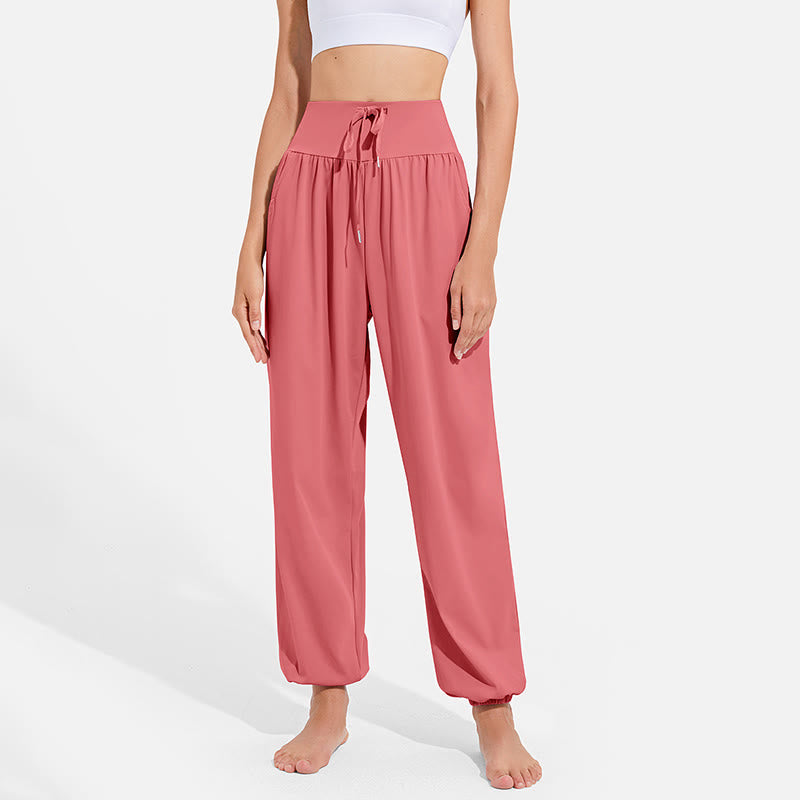 Nimara Ritual Plain Drawstring Elastic Waist Design Women's Harem Pants Sports Yoga Sweatpants With Pockets