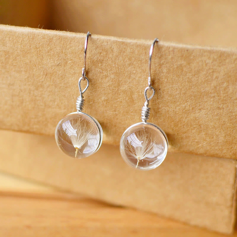 Nimara Ritual Dandelion White Liuli Glass Round Earrings