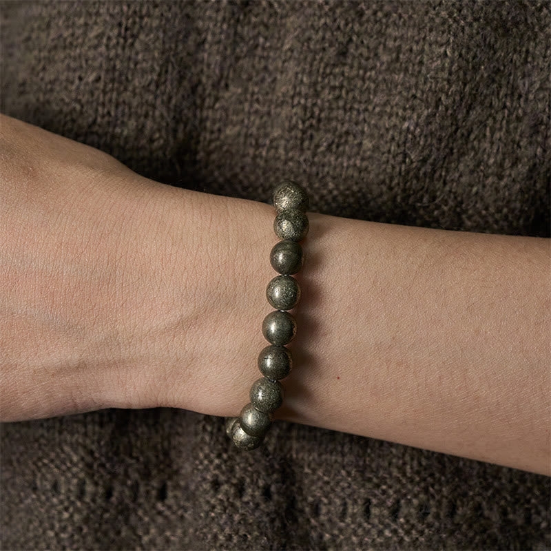 Nimara Ritual Pyrite Round Beads Confidence Abundance Bracelet