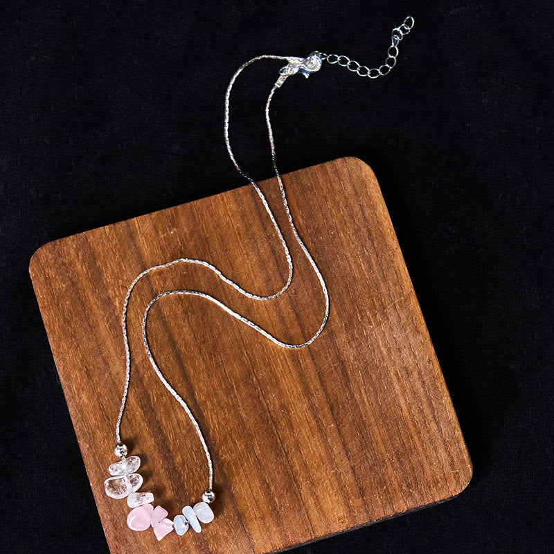 Nimara Ritual Black Obsidian Smoky Quartz Garnet Aquamarine Strawberry Quartz Pink Crystal Strength Necklace Pendant