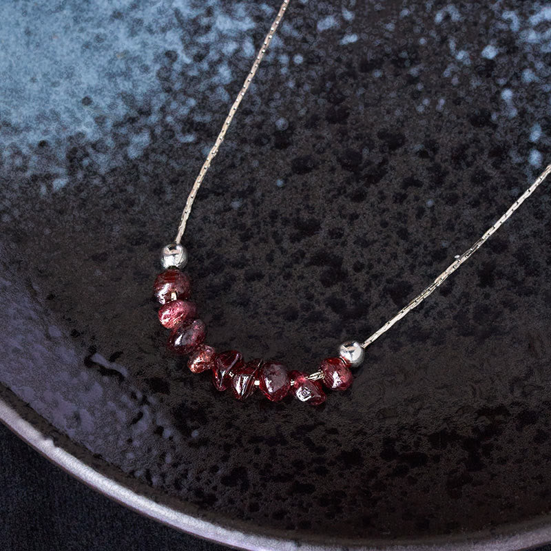 Nimara Ritual Black Obsidian Smoky Quartz Garnet Aquamarine Strawberry Quartz Pink Crystal Strength Necklace Pendant