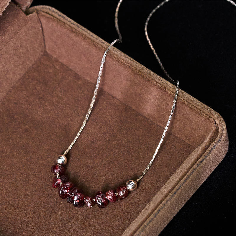 Nimara Ritual Black Obsidian Smoky Quartz Garnet Aquamarine Strawberry Quartz Pink Crystal Strength Necklace Pendant