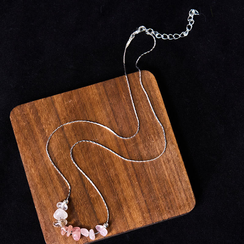 Nimara Ritual Black Obsidian Smoky Quartz Garnet Aquamarine Strawberry Quartz Pink Crystal Strength Necklace Pendant