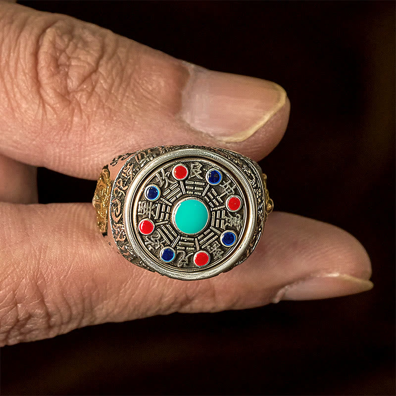 Nimara Ritual Copper Bagua Copper Coins Wealth Rotatable Adjustable Ring