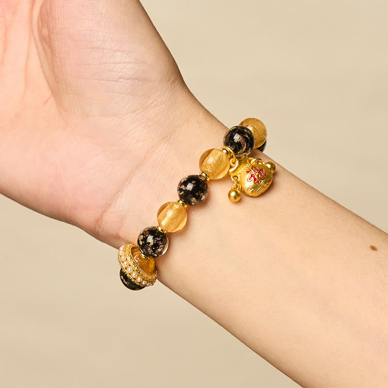 Nimara Ritual Fu Character Liuli Glass Blessings Bracelet