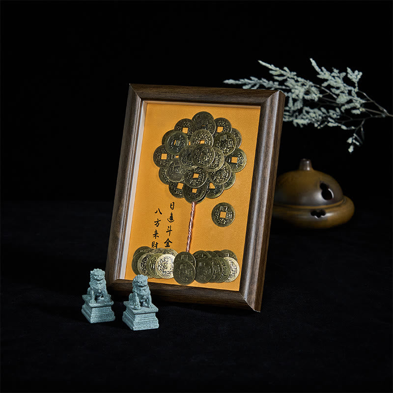 Nimara Ritual Five-Emperor Coins Tree Attract Fortune Protection Photo Frame Ornament Home Decor