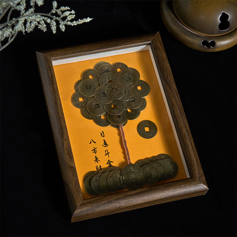 Nimara Ritual Five-Emperor Coins Tree Attract Fortune Protection Photo Frame Ornament Home Decor