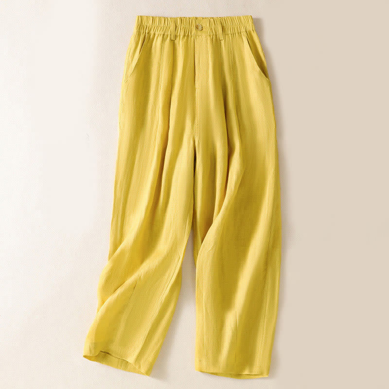 Nimara Ritual Summer Button Zipper Ankle-Length Women's Pants With Pockets