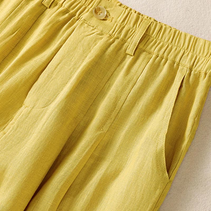 Nimara Ritual Summer Button Zipper Ankle-Length Women's Pants With Pockets
