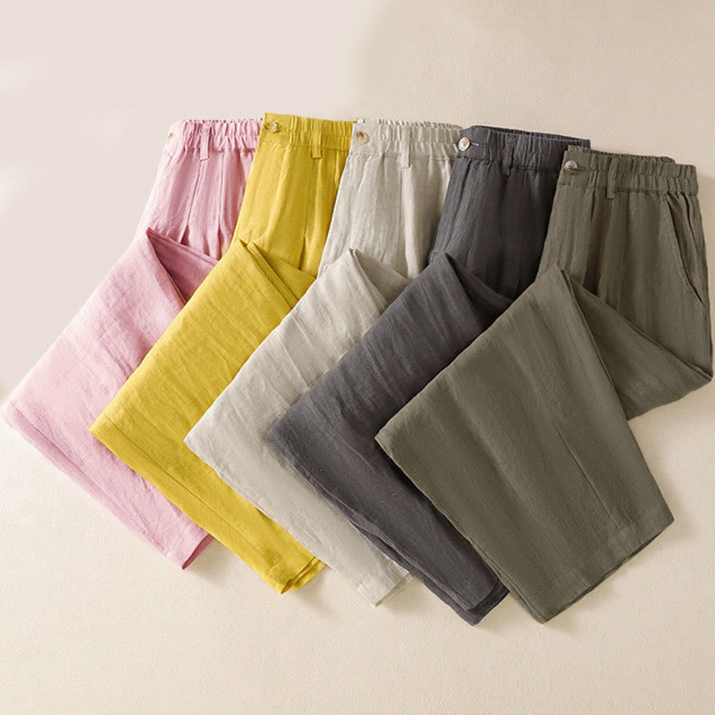 Nimara Ritual Summer Button Zipper Ankle-Length Women's Pants With Pockets