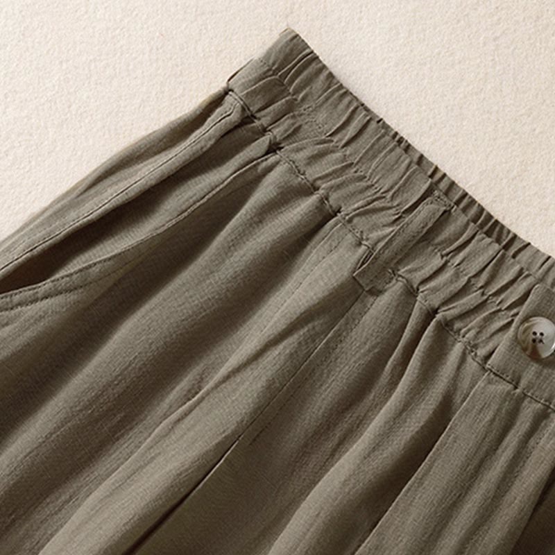 Nimara Ritual Summer Button Zipper Ankle-Length Women's Pants With Pockets
