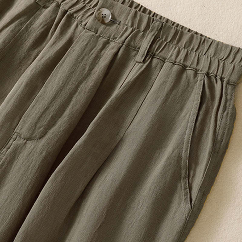 Nimara Ritual Summer Button Zipper Ankle-Length Women's Pants With Pockets