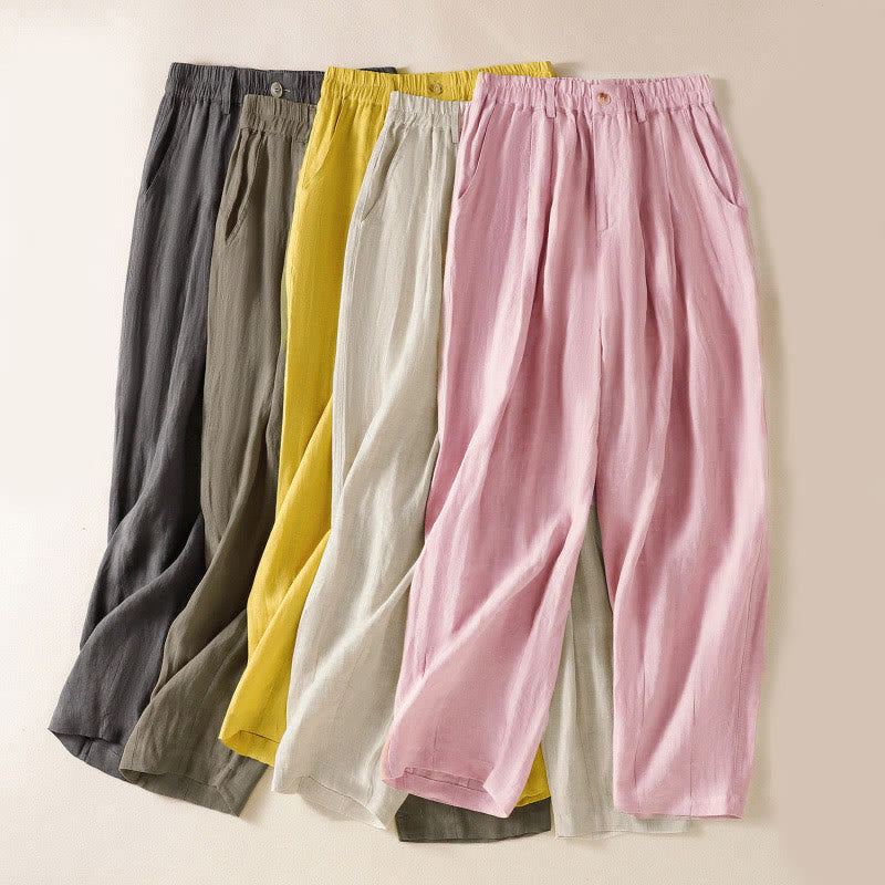 Nimara Ritual Summer Button Zipper Ankle-Length Women's Pants With Pockets
