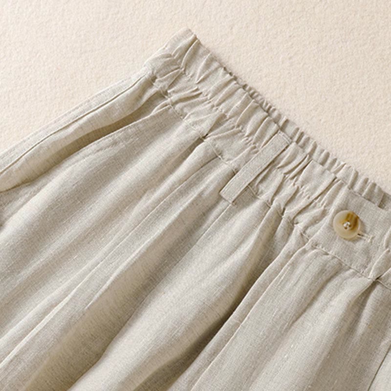 Nimara Ritual Summer Button Zipper Ankle-Length Women's Pants With Pockets